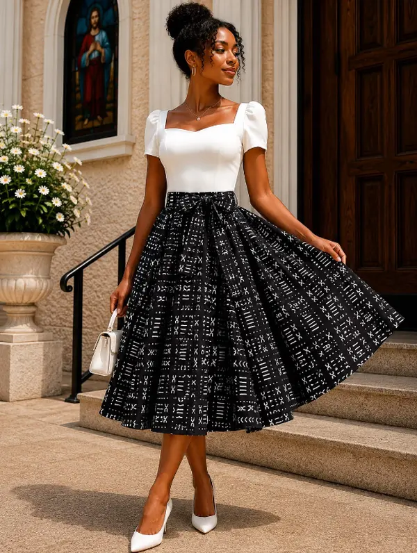 Midi Length Ankara Skirt