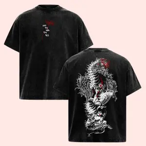Ken Kaneki Tokyo Ghoul T-Shirt – Anime Vintage Washed Oversize Tee Heavy Cotton Unisex Retro Manga Streetwear Graphic Top Special Limited Fans Edition Fabric Menswear Oversized Crewneck unisex crew neck tee