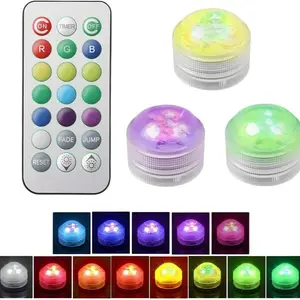 Mini Submersible LED Strip Light with Remote Control, Small Pool Lights, Waterproof RGB Tea Light, 16 Colors, Wedding Fish Tank Decoration
