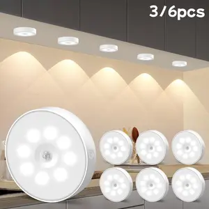 3-Pack Motion Sensor LED Night Light, Touch Control, Adjustable Brightness, Warm & Cold, USB Rechargeable, Magnetic Mount