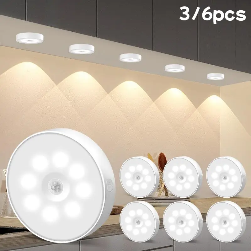 3-Pack Motion Sensor LED Night Light, Nightlight For Bedroom, Touch Control, Adjustable Brightness, Warm & Cold, USB Rechargeable, Magnetic Mount, Motion Sensor Lamp, Bedroom Led Lights