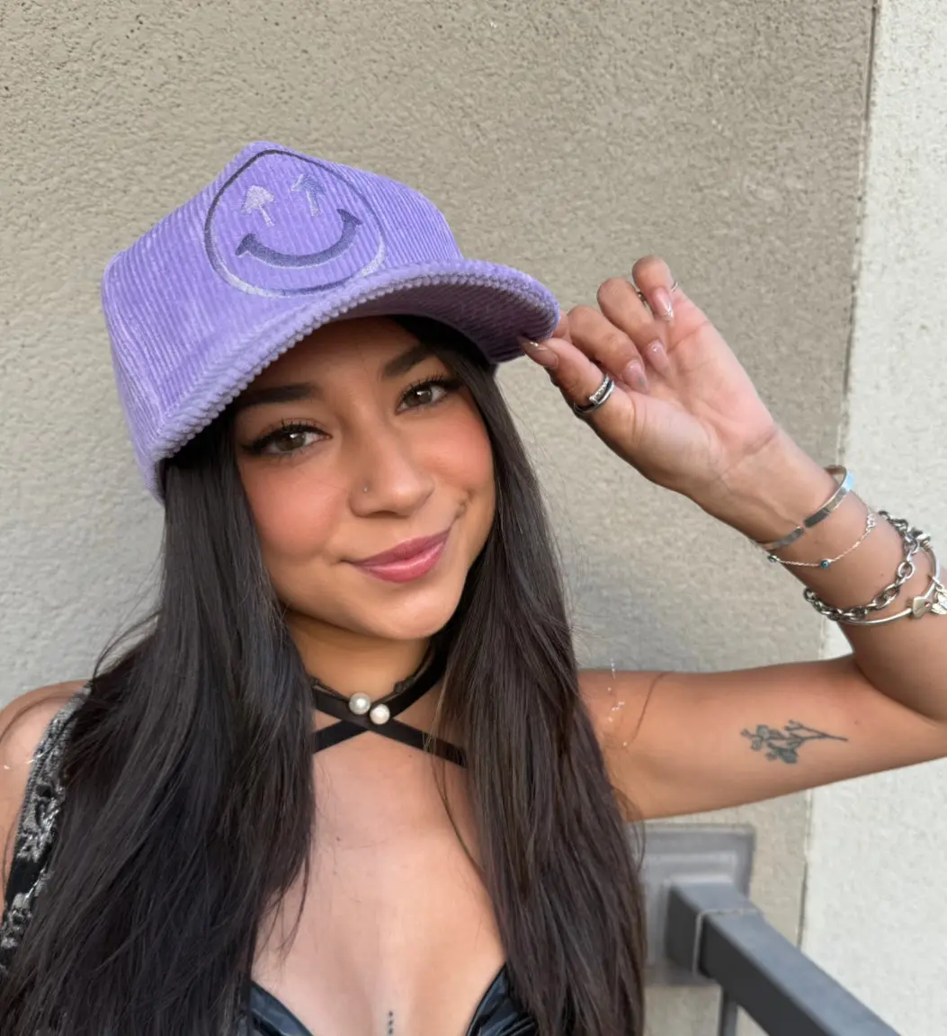 Happy Caps Corduroy Logo Cap - Lavender Vintage Adjustable Dad Hat