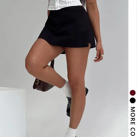 Women's Split Hem Skirt, Vintage Style, Casual Fitted Short Skirt, Mini Skirt, Soft Comfortable Fabric, Perfect for Parties and Dates