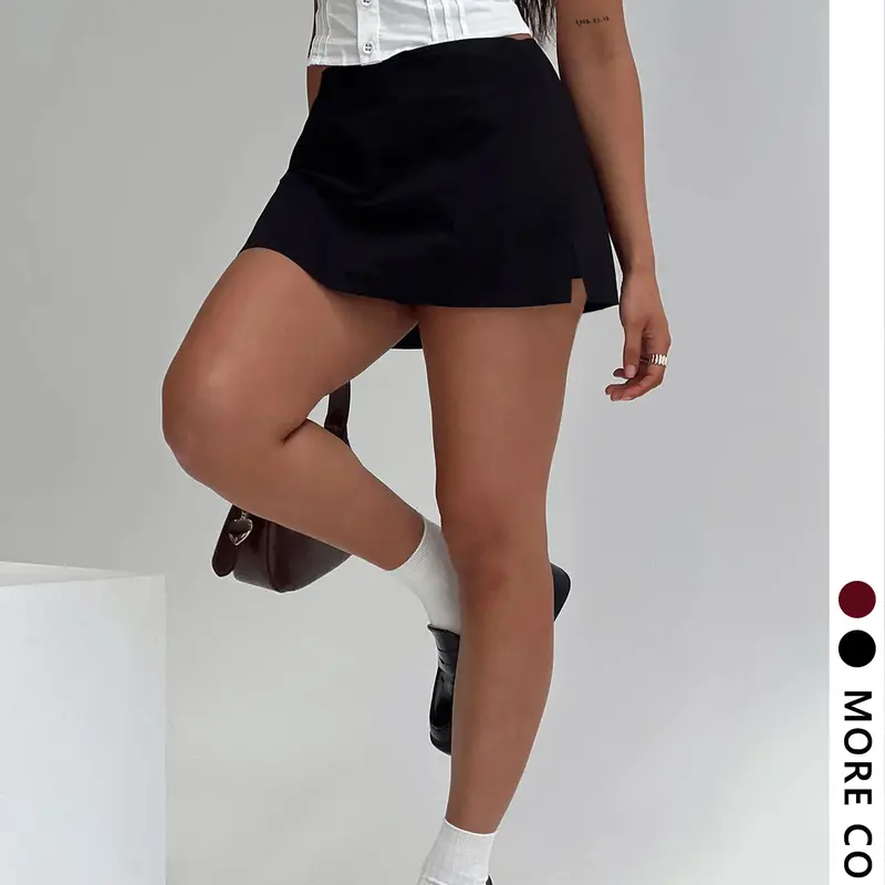 Women's Split Hem Skirt, Vintage Style, Casual Fitted Short Skirt, Mini Skirt, Soft Comfortable Fabric, Perfect for Parties and Dates