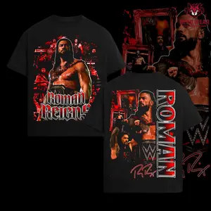 Roman Reigns Tribal Chief Wrestling Graphic T-Shirt, WWE Champion Inspired Streetwear Tee, Bloodline Era Red Black Design, Undisputed Title Shirt, Oversized Cotton Unisex Casual Outfit, Retro Style Fan Apparel Gift