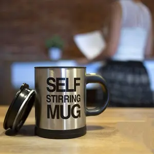 Electric Coffee Stirring Cup - Large Capacity Stainless Steel Portable Battery Automatic Mug - Drinkware Mug Reusable