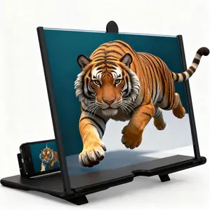 Screen Mobile Phone Magnifier Version,  - 3D HD Mobile Phone Magnifier Projector Screen for Movies,Videos, Gaming, Screen Magnifier with Adjustable Angle Design Amplifier Desktop (Black, 12 inch)