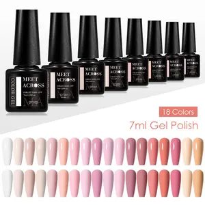 MEET ACROSS New Fashion Gel Nail Polish 7ML, High Quality Polish UV Nail Gel, Spring Summer Nude Pink Gel Soak off for DIY French Manicure, Nail Extensions Perfect Nail Care Gift for Women & Girls