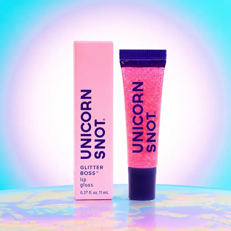 Unicorn Snot Glitter Boss Lip Gloss – Holographic Bio-Glitter, Non-Sticky Smooth Formula, Plant-Based, Vegan, 0.37 oz