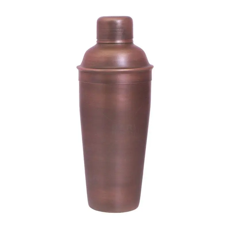 BarConic® Classic Engraved Logo 3-Piece Copper Bar Cocktail Shaker Set - 24oz Antique Finish Bar Utensils with Built-In Strainer Cap, Not Dishwasher Safe, Antique Copper