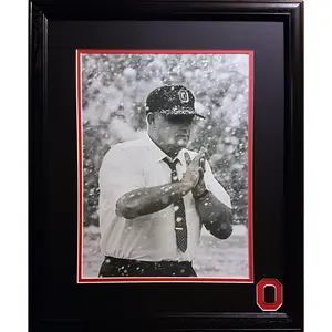 Ohio State Buckeyes football Woody Hayes in snow portrait custom framed picture