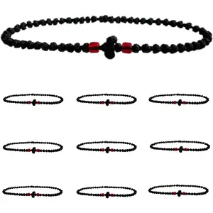 10 count Black Orthodox Prayer Rope Bracelet, Chotki Komboskini, Christian Prayer Beads with  Religious Easter (Red)