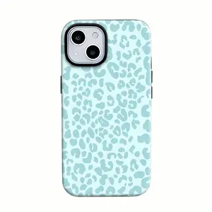 Light Blue Leopard Print Pattern Phone Case — Compatible with Samsung S26/S25/S24/S23, iPhone 17/16/15/14/13/12/11 phone cases. Slim, Shockproof, and Scratch-Resistant. The Perfect Gift f