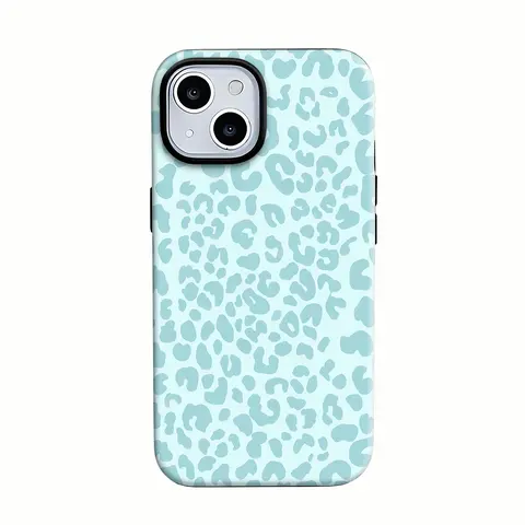 Light Blue Leopard Print Pattern Phone Case — Compatible with Samsung S26/S25/S24/S23, iPhone 17/16/15/14/13/12/11 phone cases. Slim, Shockproof, and Scratch-Resistant. The Perfect Gift f, Accessories, Smartphone, Protector