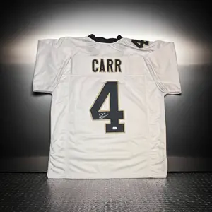 Derek Carr New Orleans Saints Autographed White Football Jersey coa (XL)