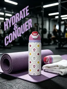 Owala FreeSip Insulated Stainless Steel Water Bottle - Floral Quilted Print, Leakproof Straw Lid, BPA-Free, 32oz, Reusable Eco-Friendly Travel Tumbler for Gym, School & Everyday Use