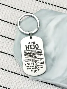 Stainless Steel Keychain, Fashionable Casual Style, Perfect Gift for Mom, Ideal for Daily Use, Metal Keychain with Love Slogan