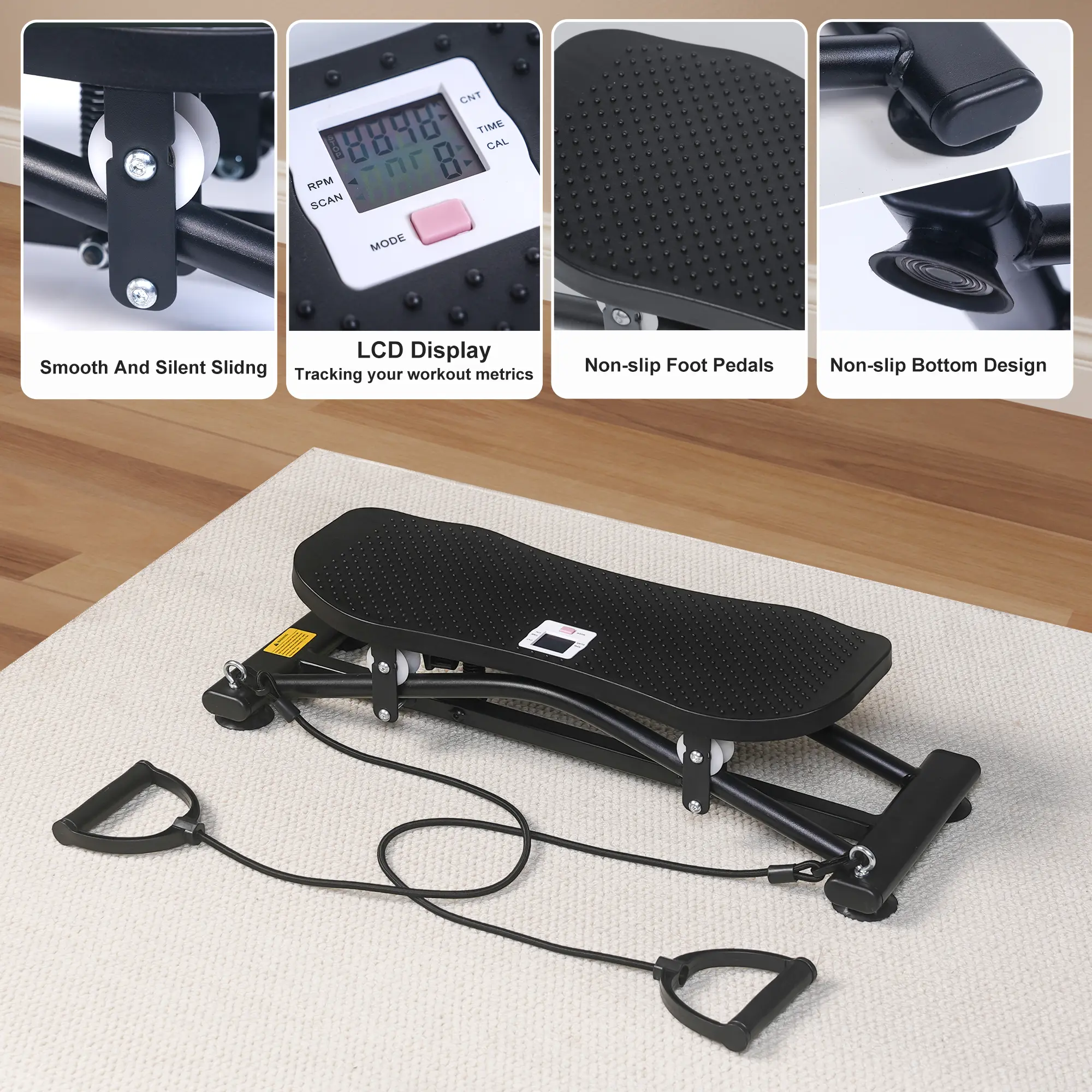 BEARFIT Balancing Machine Ski Simulator Portable Slide Stepper Leg ...