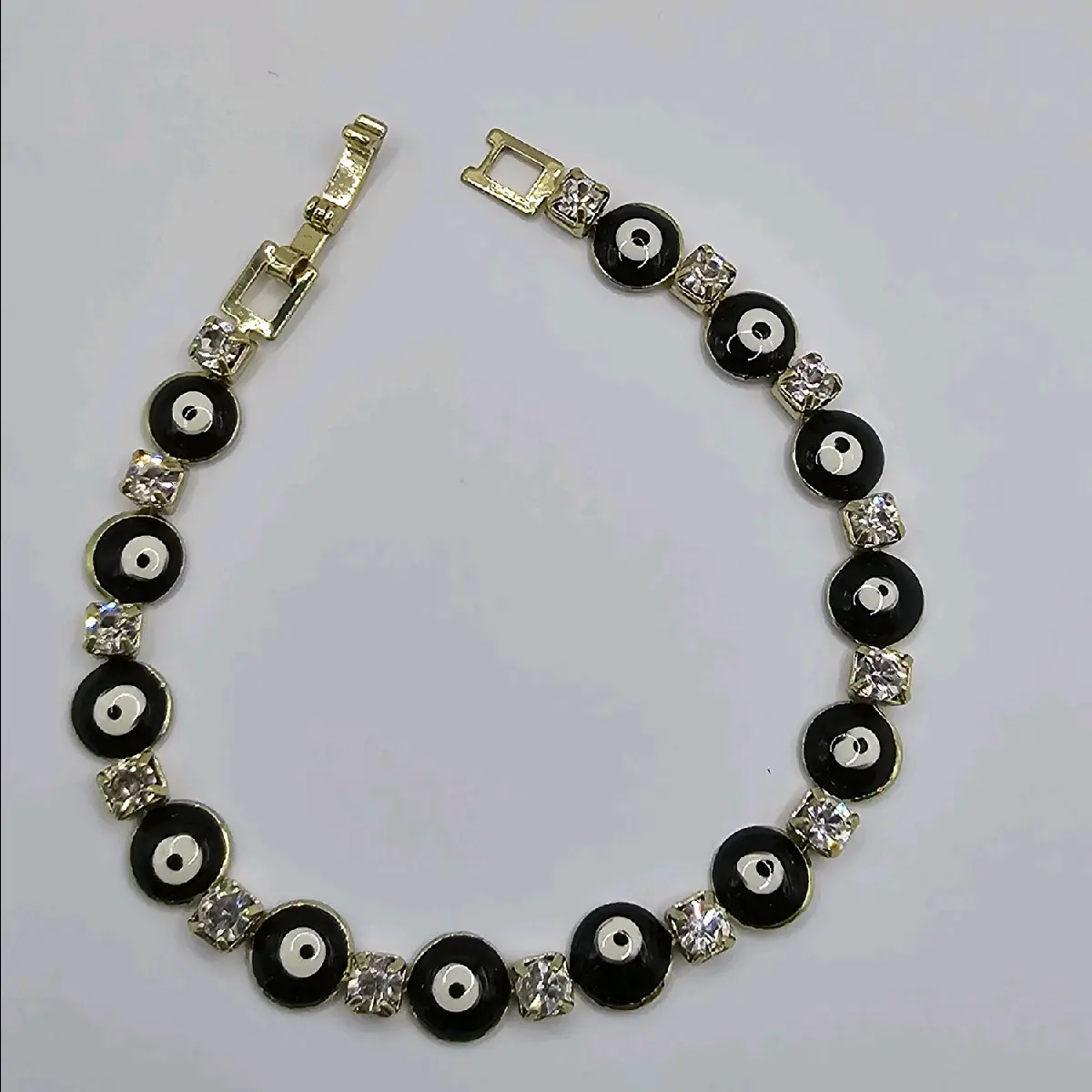 Eyes cute   black bracelet Gold-plated fashion  style 7"inches with stones