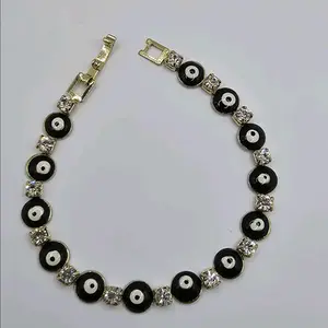 Eyes cute   black bracelet Gold-plated fashion  style 7"inches with stones