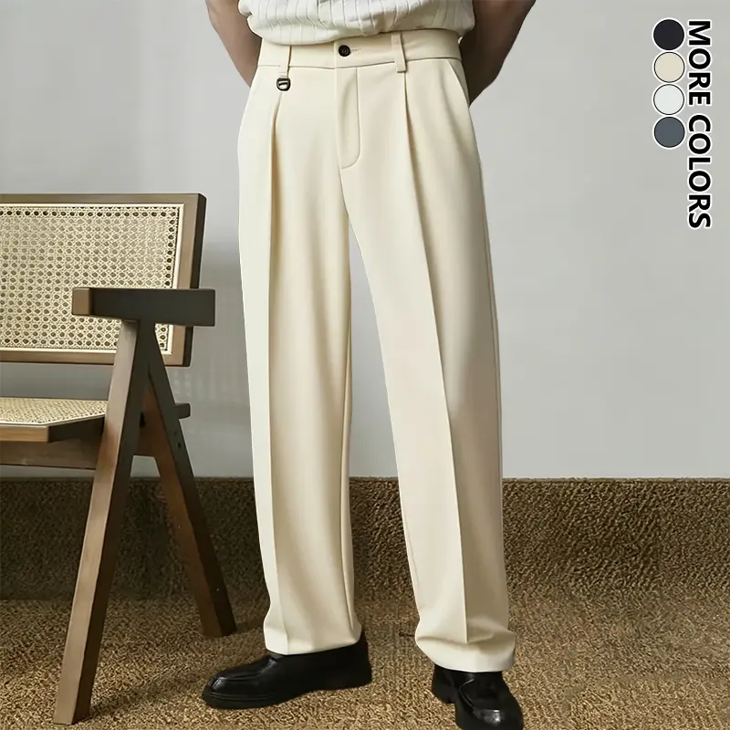 Menswear Men’s Stylish Summer Elegant Lightweight Straight-Leg Non-Stretch Trousers, Casual & Business Dress Pants for Everyday Commuting, Suitable for Business & Semi-Formal Outfits,Order one size up
