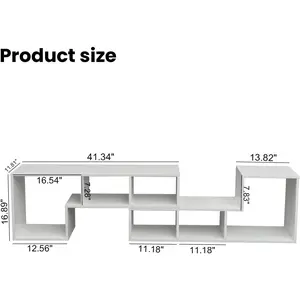 Recaceik Cube Bookshelf 2 Shelf Bookcase L-Shaped TV Console Stand Modern Entertainment Center with Open Storage Shelves for CDs/Movies/Books for Living Room, Bedroom, Home Office (White)