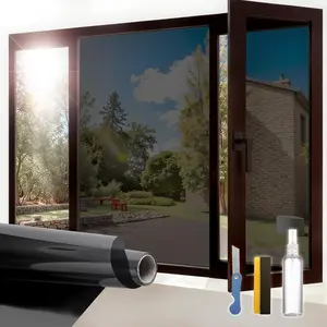 One Way Window Privacy Film, Sun Blocking Anti UV Static Cling, Window Tint for Home and Office, No Glue Paper, Black, 29.5" x 78.7"