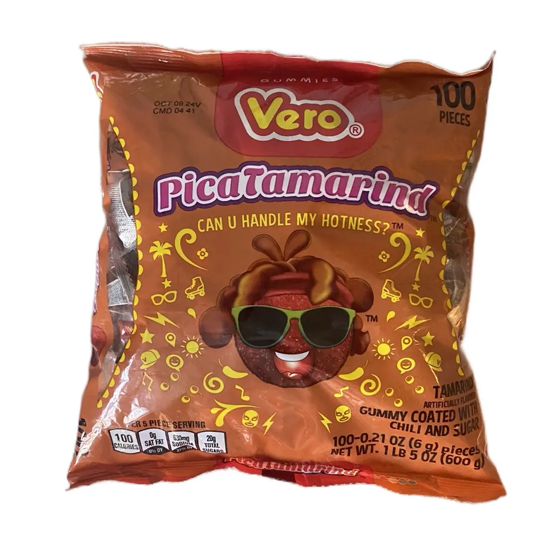 Vero PicaTamarind | Tamarind gummy coated with chili and sugar , 100 pieces