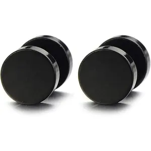 Screw Stud Earrings Men, Stainless Steel Cheater  Ear Plugs Gauges Illusion Tunnel