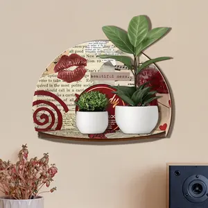 1pc Wooden Vinyl Record Wall Decor, Red Lips Music Album Posters Wall Storage Rack, Retro Record Decor for Bedroom Dorm, Music Lover Gift, Vinyl Decor Home Art Display Decoration