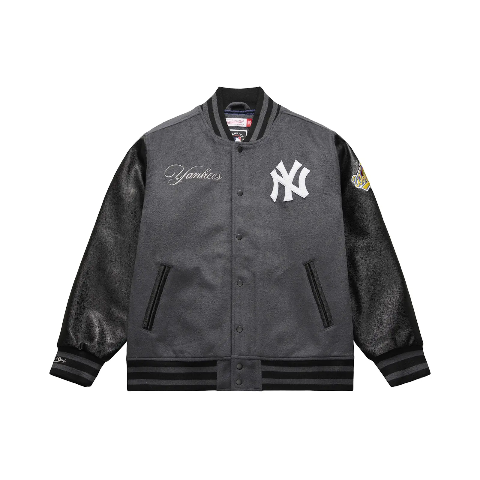 New York Yankees Gray/Black Legacy Made Varsity Full-Snap Jacket