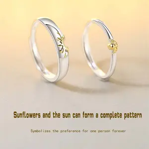 [Couple Set rings] Sunflower ring silver  couple ring for men and women daily wear couple gift