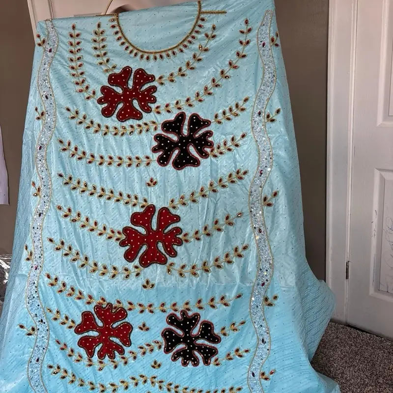 Getzner Blue Flower Platinum Magnum with Pearls - Elegant Design with Red and Black Floral Patterns