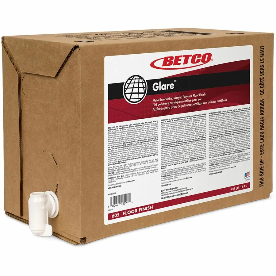 212 MAIN Betco BET605B500 5 Gal Household Cleaner Glare Floor Finish - Mild, High Gloss, Slip Resistant, 640 Fl Oz