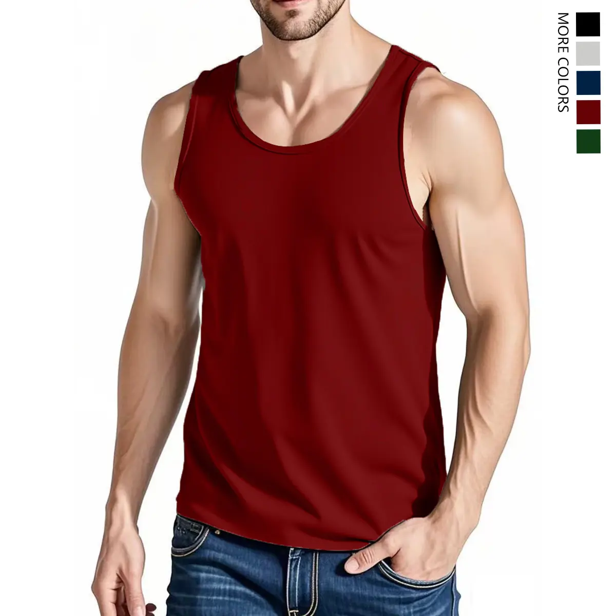 Men's Plain Training Tank, Lightweight Loose-Fitting Sleeveless Top in Breathable Knit Polyester Blend for Gym Daily Wear, Tank Undershirt, Plain Sleeveless