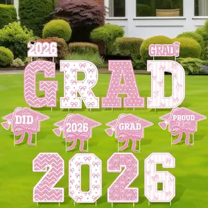 14 count Graduation Yard Signs 2026 Decorations Outdoor Large  Bow Congrats Grad Lawn Signs with Stakes Class of 2026 Graduation Garden Party Supplies Photo Backdrop Prop College Decor