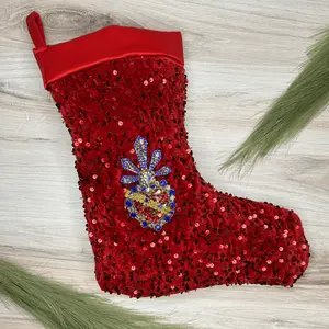 Sacred Heart Sequence Velvet Stocking
