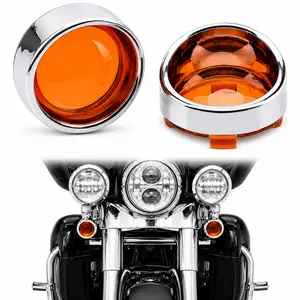 Motorcycle Turn Signal Bullet Lens Cover Visors & Bezels, Motorcycle Accessories for Harley Sportster, Dyna, Softail Models, Motorcycle Turn Signals