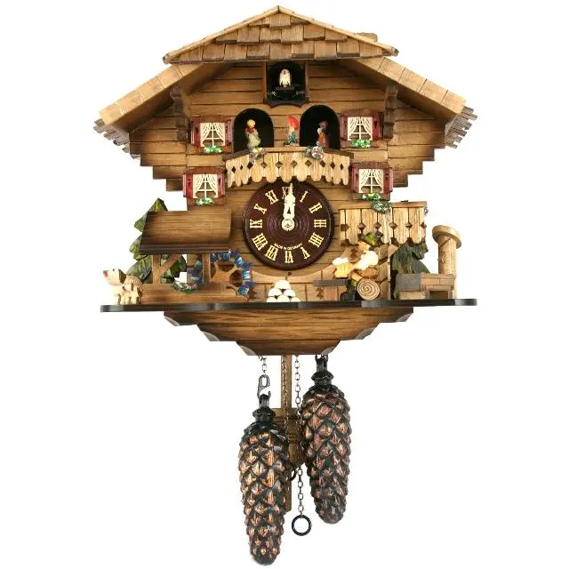 212 MAIN Alexander Taron Engstler Battery-Operated Full-Size Wood-Crafted Clock with Music Play, Home Decor, Holiday Gift, Decoration