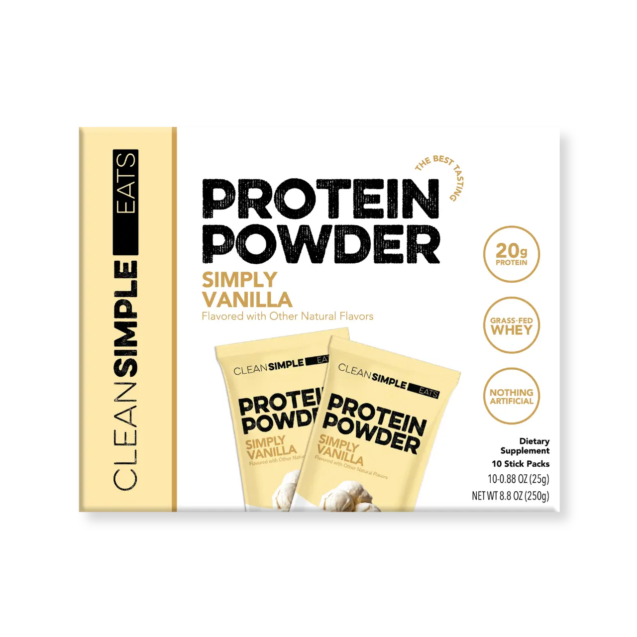 Protein Powder: Simply Vanilla (10 Single Serving Stick Packs)