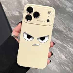 Funny Face Pattern Dopamine Ins Style Solid Color Phone Case with Ultra Skin friendly Touch, All Inclusive Lens Phone Case Suitable for iPhone 17 16 15 14 13 12 Pro Max Air Ins Style