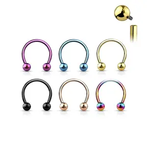 Titanium Circular Barbell Ring 16 Gauge With Internally Threaded