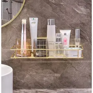 Wall-Mounted Bathroom Shelf, Luxury No-Drill Soap Dish Holder, Wall Rack for Bathroom Accessories, Space-Saving Vanity Organizer