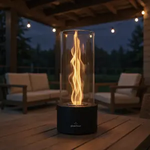 S.W.us Glanzfeuer Tornado Fireplace Grill - Luxury Dual Function, Portable Size Outdoor Fire Feature for Garden Parties, Home Ambiance