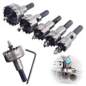 5Pcs 16-30mm 5/8-Inch to 1-3/16 Inch HSS Hole Saw Cutter, Drill Bits Set Heavy Duty Tool Kit for Stainless Steel, Aluminum Alloy, Plastic and Wood