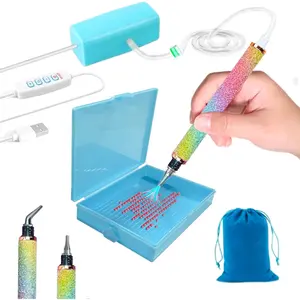 Muzagroo Art Electric Diamond Painting Pen with Adjustable Suction for Adults, Vacuum Pen for Diamond Art with Storage Bag, Diamond Painting Accessories Tools E-Painter Pen No Need Wax (Blue)
