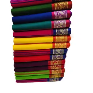 Handloom Saree Cotton Mix with Embroidered Border Soft Comfortable Plain Weave for Women's Everyday Wear
