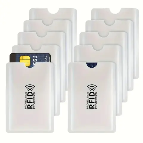 RFID Blocking Card Holder, 10pcs/set Aluminum Foil NFC Protective Card Holder, Desktop & Drawer Organizer for Home Storage, Desk Organizers, Desk Supplies Set, Office Desk Accessories, Office Accessory, Office Essentials