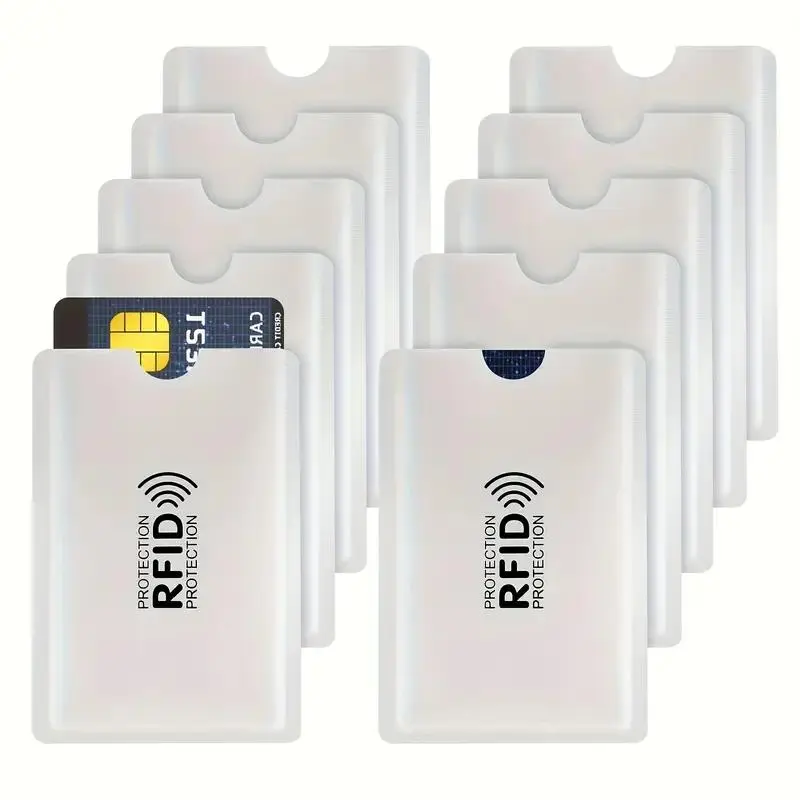 RFID Blocking Card Holder, 10pcs/set Aluminum Foil NFC Protective Card Holder, Desktop & Drawer Organizer for Home Storage, Desk Organizers, Desk Supplies Set, Office Desk Accessories, Office Accessory, Office Essentials