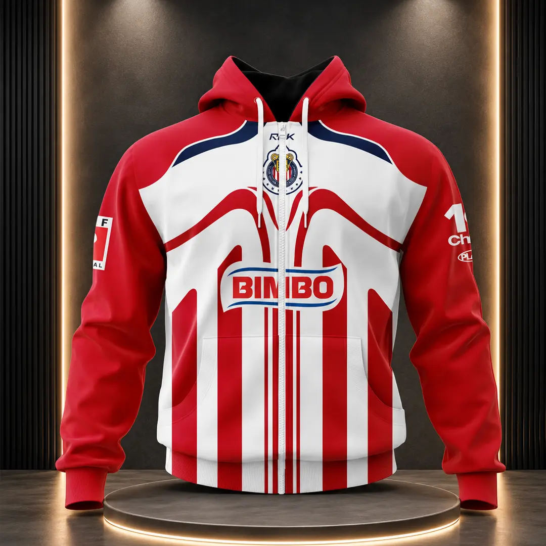 FREESHIP LIGA MX Chivas Guadalajara Retro 2006 Home Kits Hoodie Zip